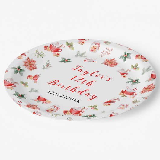 Christmas Cookies and Cocoa Birthday Party Red Papieren Bordje (Gekanteld)