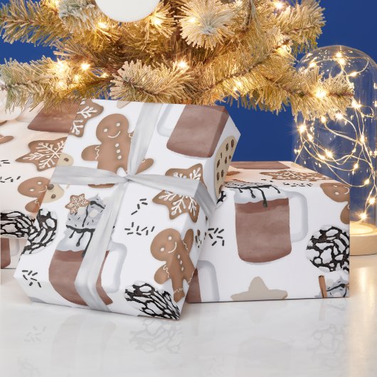 Christmas Cookies and Hot Cocoa Holiday Baking Cadeaupapier (Feestdagen)