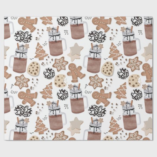 Christmas Cookies and Hot Cocoa Holiday Baking Cadeaupapier (Vlak)