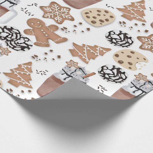 Christmas Cookies and Hot Cocoa Holiday Baking Cadeaupapier (Hoek)