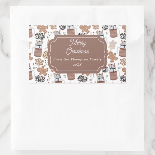 Christmas Cookies and Hot Cocoa Holiday Baking Rechthoekige Sticker (Tas)
