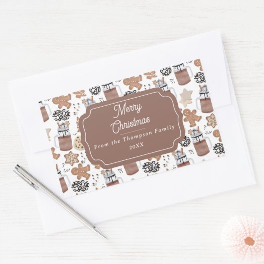 Christmas Cookies and Hot Cocoa Holiday Baking Rechthoekige Sticker (Envelop)
