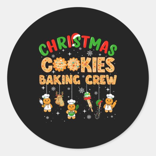Christmas Cookies Baking Crew Funny Cookie Family  Ronde Sticker (Voorkant)