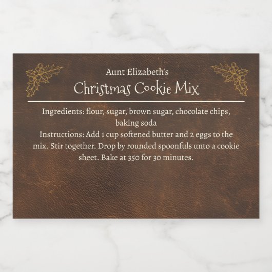Christmas Cookies Baking Mix Personalized Voedselcontainer Etiket (Enkel label)