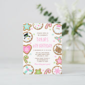 Christmas Cookies Birthday Party Pink and Green Briefkaart (Staand voorkant)