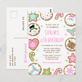 Christmas Cookies Birthday Party Pink and Green Briefkaart