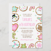 Christmas Cookies Birthday Party Pink and Green Kaart (Voorkant)