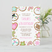 Christmas Cookies Birthday Party Pink and Green Kaart (Staand voorkant)