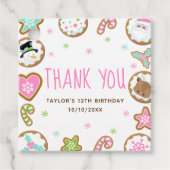 Christmas Cookies Birthday Party Pink Thank You Bedankjes Labels (Voorkant)