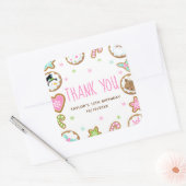 Christmas Cookies Birthday Party Pink Thank You Vierkante Sticker (Envelop)