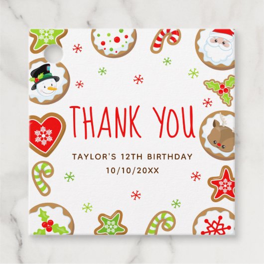 Christmas Cookies Birthday Party Red Thank You Bedankjes Labels (Voorkant)