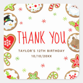 Christmas Cookies Birthday Party Red Thank You Vierkante Sticker