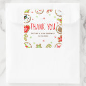 Christmas Cookies Birthday Party Red Thank You Vierkante Sticker (Tas)
