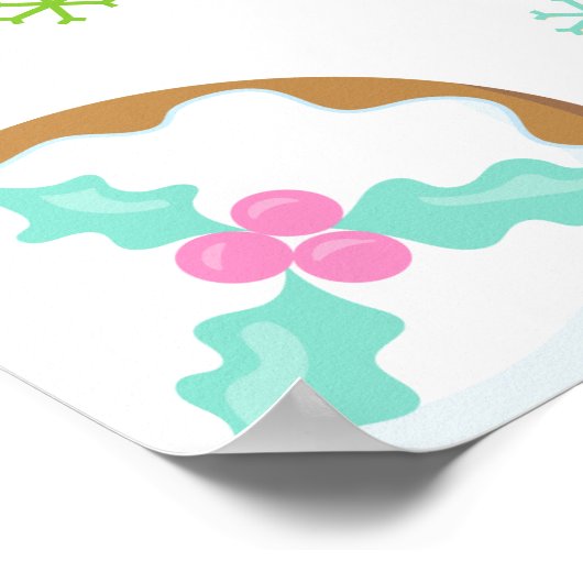 Christmas Cookies Birthday Pink Green Welcome Sign Poster (Hoek)