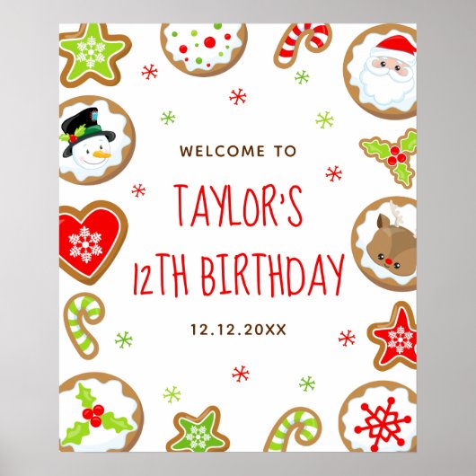 Christmas Cookies Birthday Red Green Welcome Sign Poster (Voorkant)