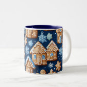 Christmas cookies ginger breadman Winter holiday  Tweekleurige Koffiemok (Voorkant rechts)