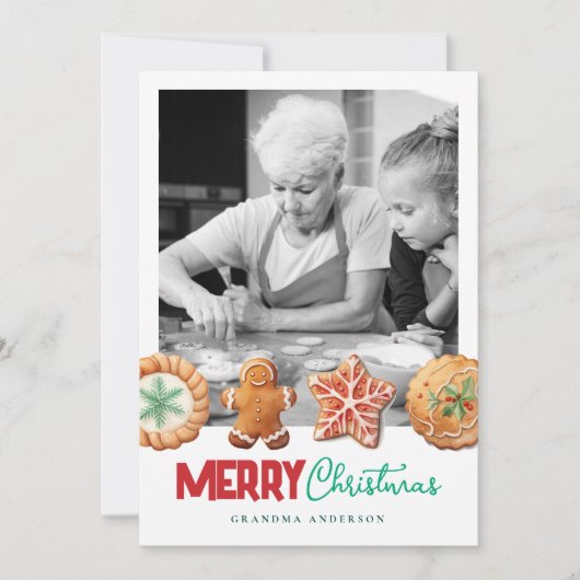 Christmas Cookies Green Holiday Baking Photo Card Feestdagenkaart (Voorkant)