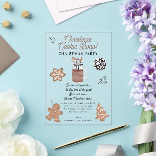 Christmas Cookies Holiday Baking Cookie Swap Acryl Uitnodigingen (Insitu (Huwelijk))
