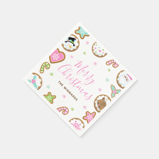 Christmas Cookies Merry Christmas Pink and Green Servet (Hoek)