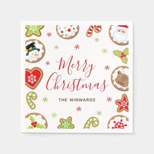 Christmas Cookies Merry Christmas Red and Green Servet (Voorkant)
