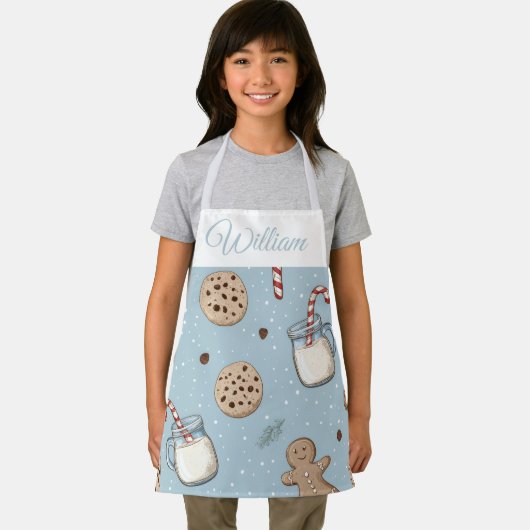 Christmas Cookies & Milk Kids Apron | Custom Name Schort (Insitu)