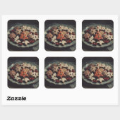 Christmas Cookies on Plate Xmas Cookie Vierkante Sticker (Vel)