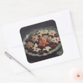 Christmas Cookies on Plate Xmas Cookie Vierkante Sticker (Envelop)