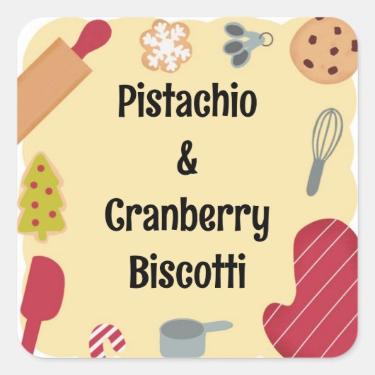Christmas Cookies Personalized Custom Vierkante Sticker (Voorkant)