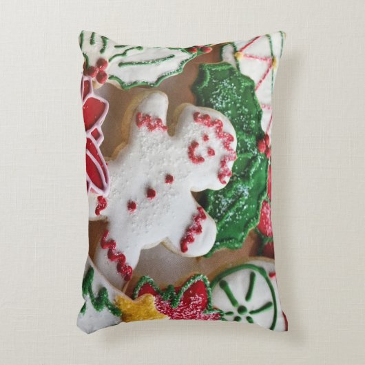 ***CHRISTMAS COOKIES** PILLOW & SOLID RED BACK ACCENT KUSSEN (Voorkant(Verticaal))