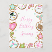 Christmas Cookies Pink and Green Happy Birthday Briefkaart (Voorkant)