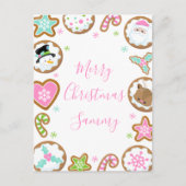 Christmas Cookies Pink and Green Merry Christmas Feestdagenkaart (Voorkant)