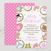 Christmas Cookies Pink and Green Merry Christmas Feestdagenkaart (Voorkant / Achterkant)