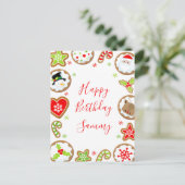 Christmas Cookies Red and Green Happy Birthday Briefkaart (Staand voorkant)