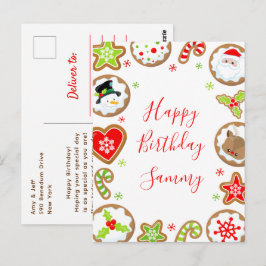 Christmas Cookies Red and Green Happy Birthday Briefkaart