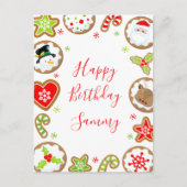Christmas Cookies Red and Green Happy Birthday Briefkaart (Voorkant)