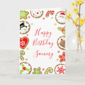 Christmas Cookies Red and Green Happy Birthday Kaart (Gele Bloem)