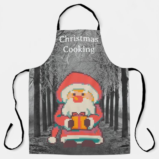 Christmas cooking, Santa pixelart, Pixel Art  Schort (Voorkant)