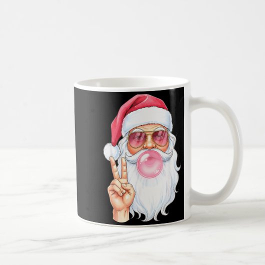 Christmas Cool Santa Bubble Gum Peace Sign Retro S Koffiemok (Rechts)
