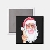 Christmas Cool Santa Bubble Gum Peace Sign Retro S Magneet (Voorkant / Achterkant)