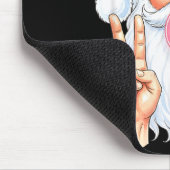 Christmas Cool Santa Bubble Gum Peace Sign Retro S Muismat (Hoek)