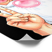 Christmas Cool Santa Bubble Gum Peace Sign Retro S Poster (Hoek)