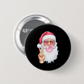 Christmas Cool Santa Bubble Gum Peace Sign Retro S Ronde Button 5,7 Cm (Voorkant /achterkant)