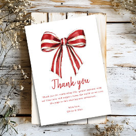 Christmas Coquette Bow Baby shower Dank u kaart