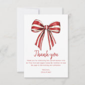 Christmas Coquette Bow Baby shower Dank u kaart (Voorkant)
