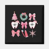 Christmas Coquette Bow Orthodontic Dental Dental C Magneet (Voorkant)