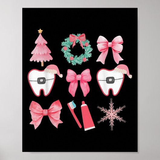 Christmas Coquette Bow Orthodontic Dental Dental C Poster (Voorkant)
