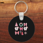 Christmas Coquette Bow Orthodontic Dental Dental C Sleutelhanger (Voorkant)