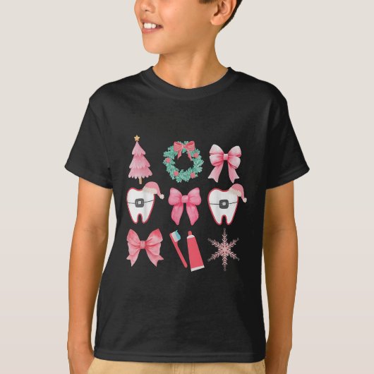 Christmas Coquette Bow Orthodontic Dental Dental C T-shirt (Voorkant)