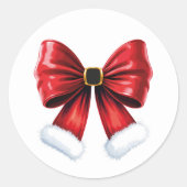 Christmas Coquette Bow Ronde Sticker (Voorkant)