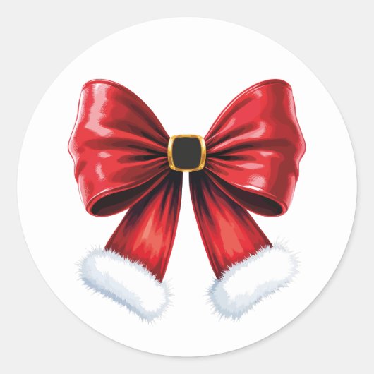 Christmas Coquette Bow Ronde Sticker (Voorkant)